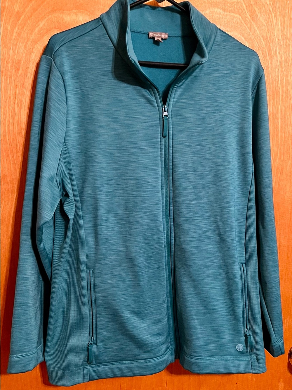 T by Talbots Womens Teal Zip-Up Activewear Jacket with Zippered Pockets Size 2X